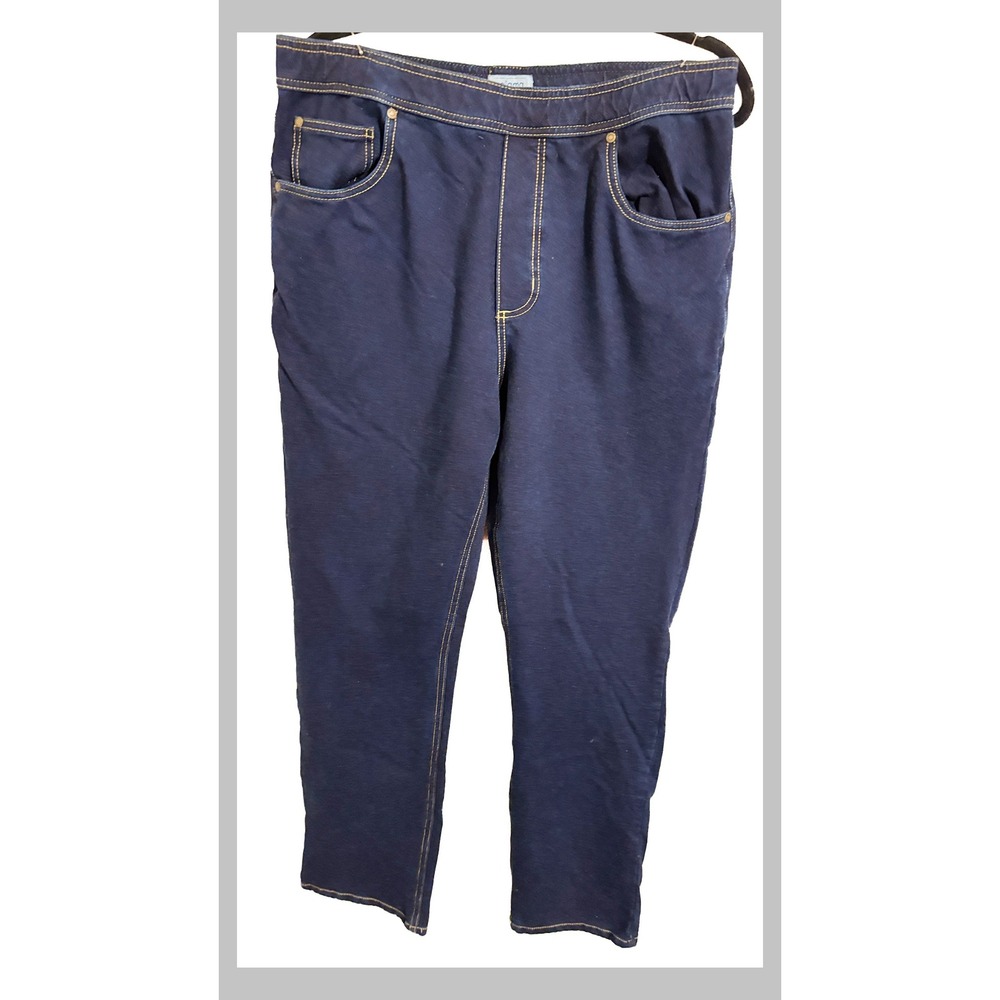 PajamaJeans Womens Dark Wash Straight Leg Pull On Denim Lounge Pants 32x30